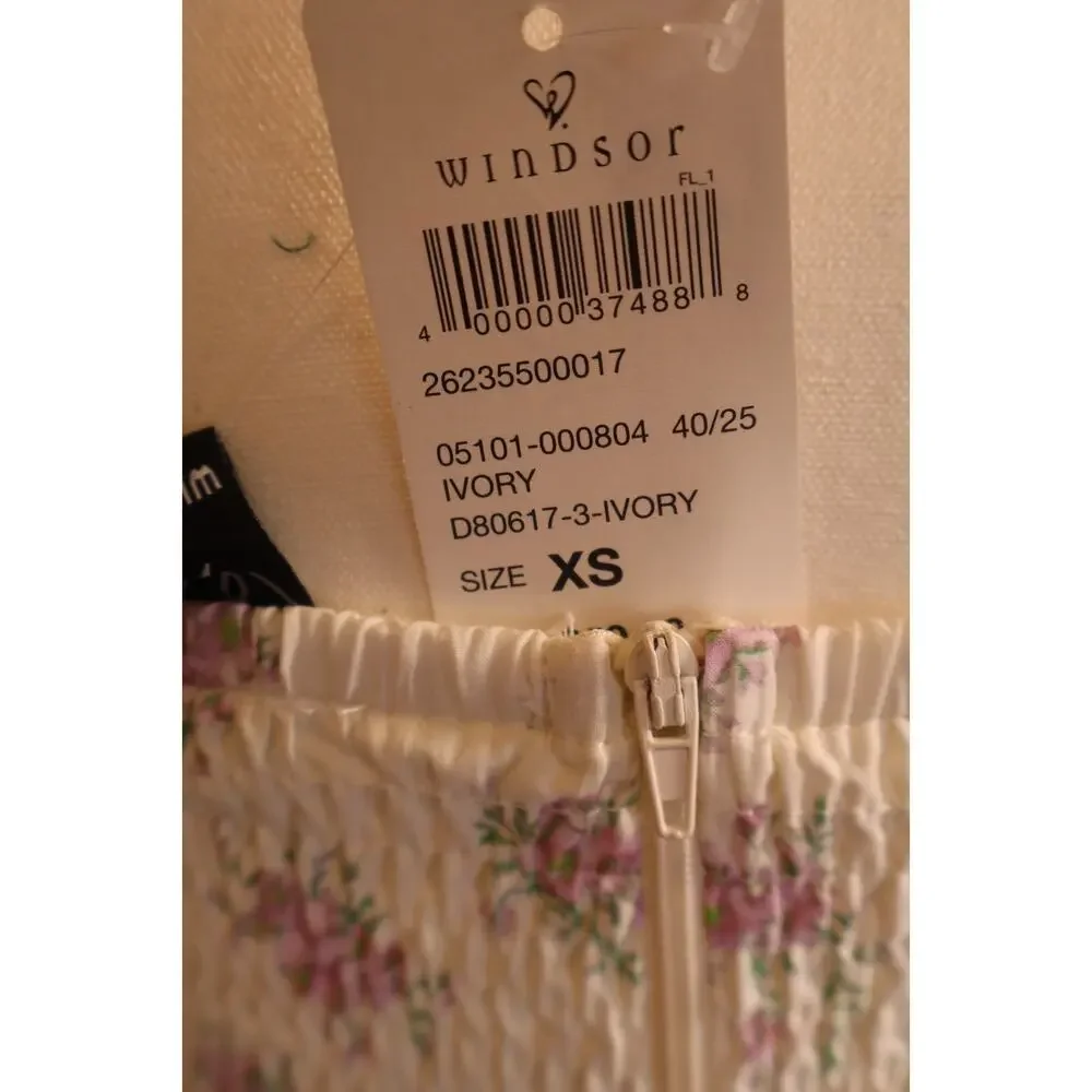 NEW Windsor Ivory Laced Up And Lovely Floral Corset Fit & Flare Mini Dress XS